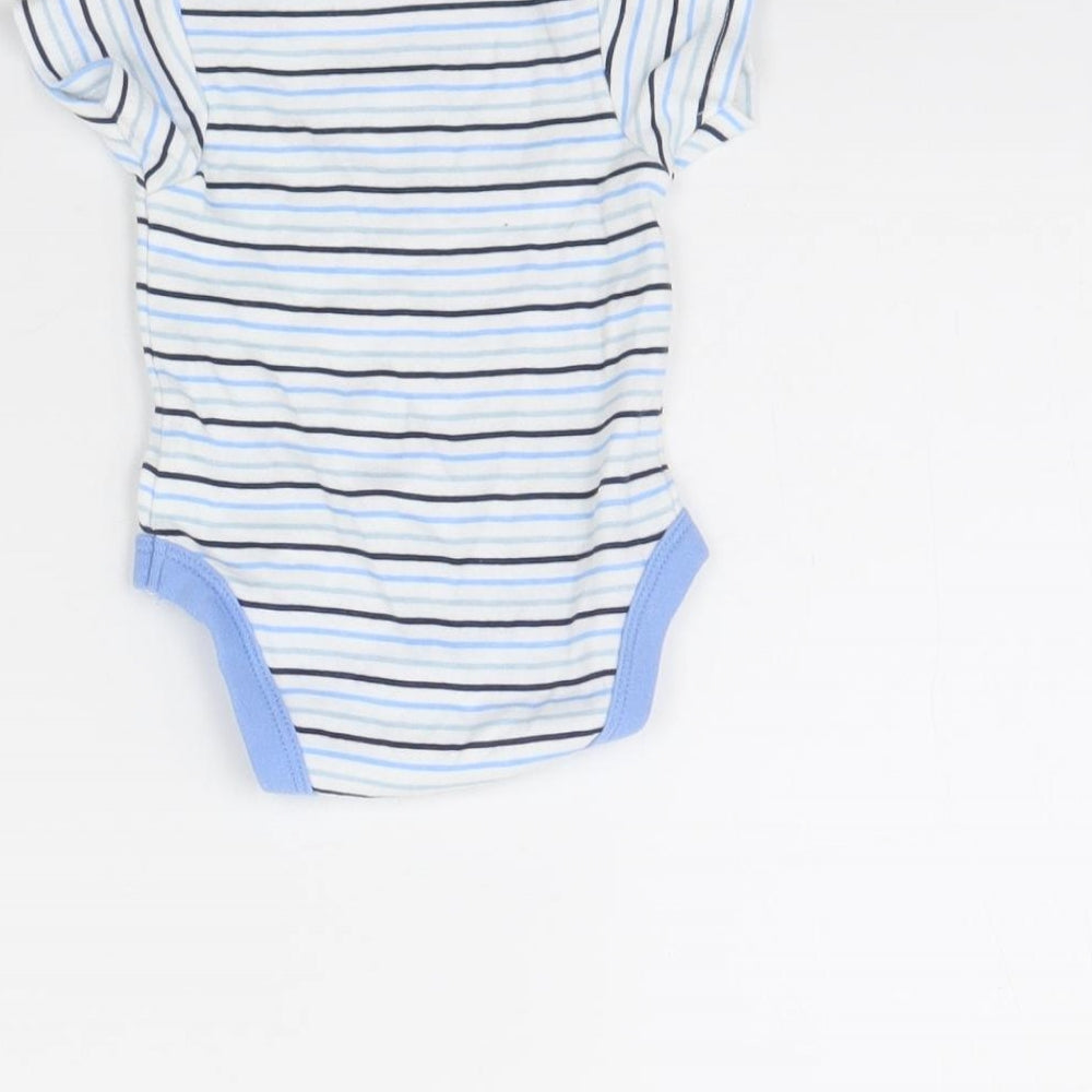 Preworn Baby White Striped  Babygrow One-Piece Size 0-3 Months  - Newborn