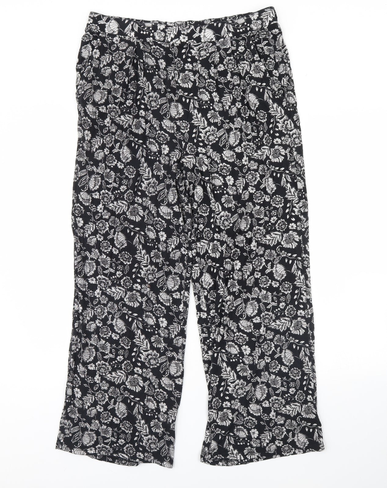 TU Womens Black Floral  Trousers  Size 18 L29 in