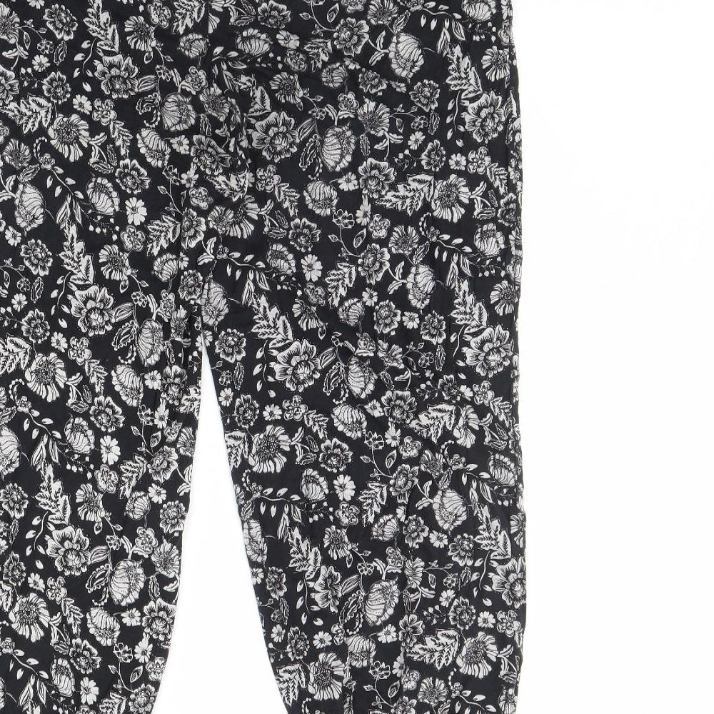 TU Womens Black Floral  Trousers  Size 18 L29 in