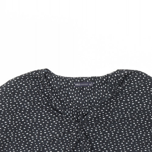 M&s Womens Black Polka Dot  Basic Blouse Size 10
