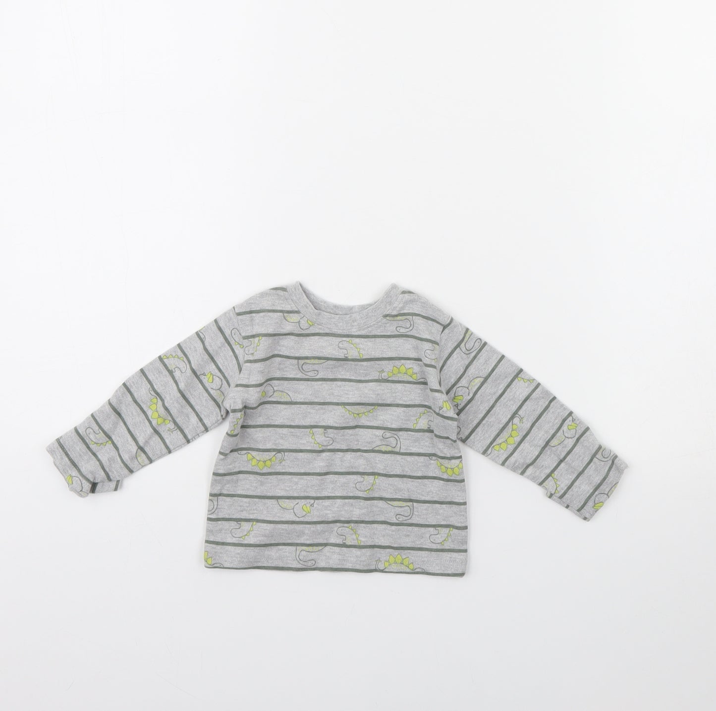 George Baby Grey Striped  Basic T-Shirt Size 0-3 Months