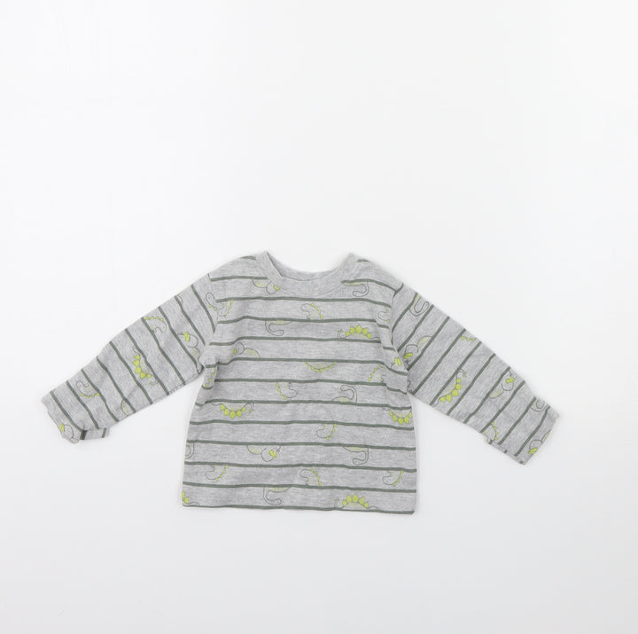 George Baby Grey Striped  Basic T-Shirt Size 0-3 Months