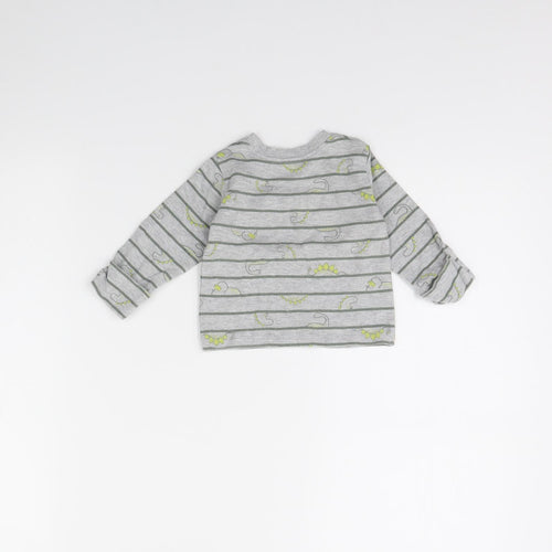 George Baby Grey Striped  Basic T-Shirt Size 0-3 Months