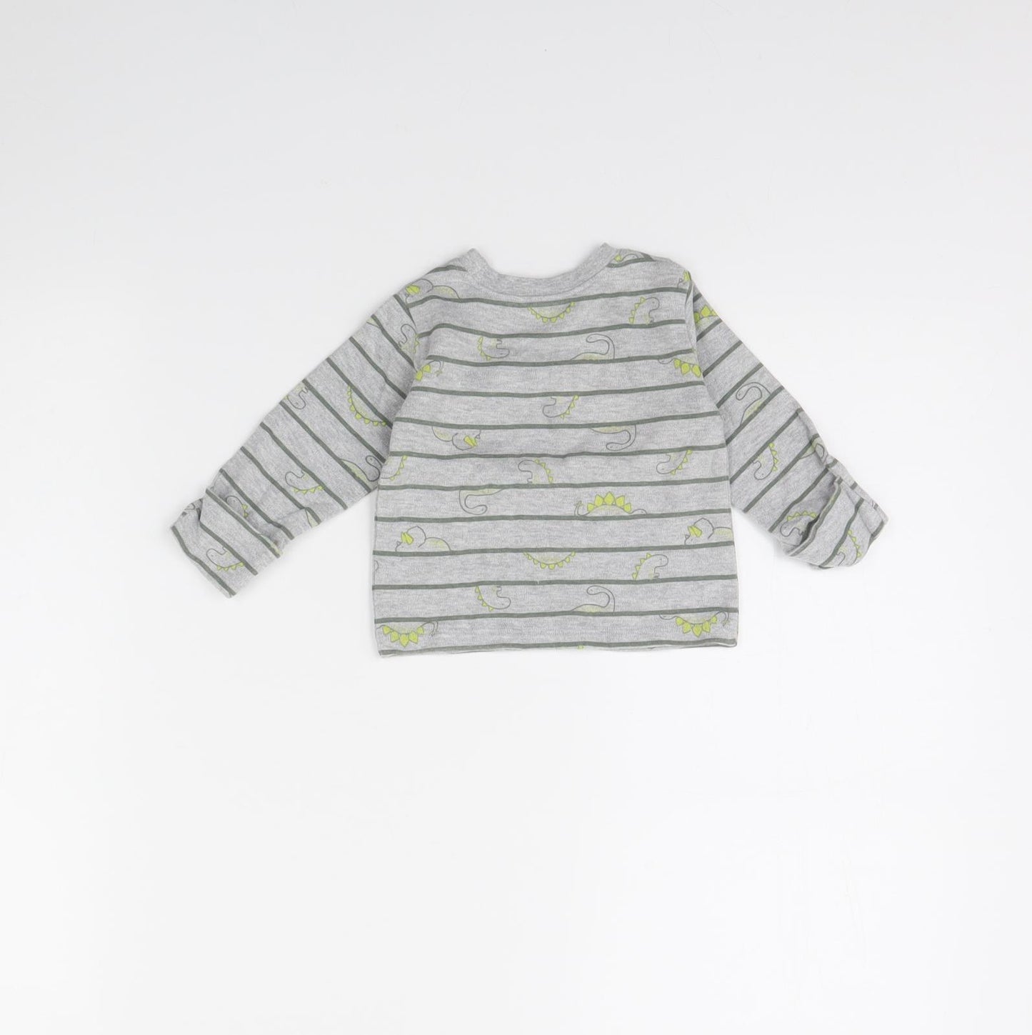 George Baby Grey Striped  Basic T-Shirt Size 0-3 Months