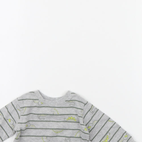 George Baby Grey Striped  Basic T-Shirt Size 0-3 Months