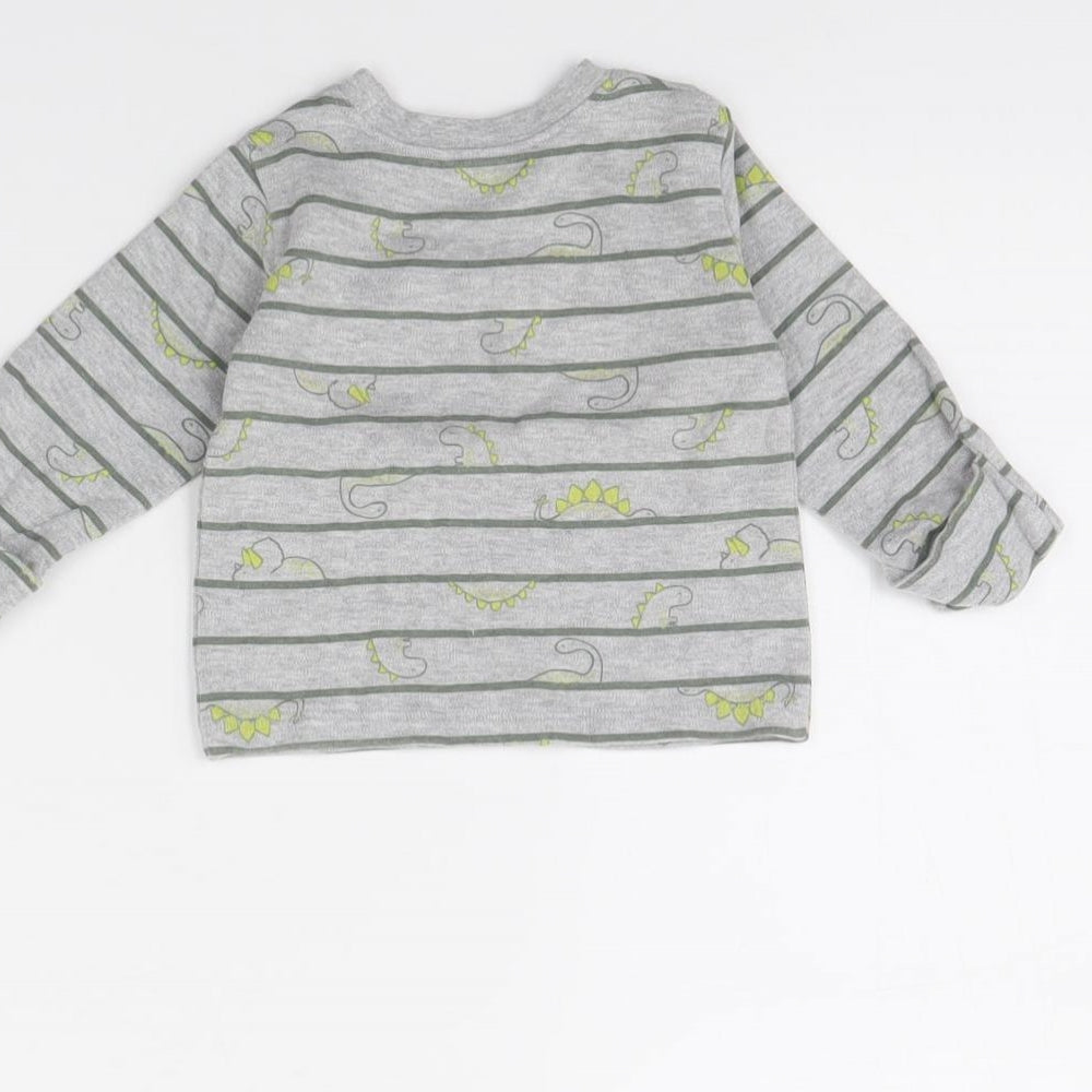 George Baby Grey Striped  Basic T-Shirt Size 0-3 Months
