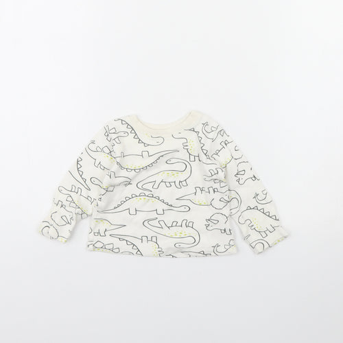 George Baby Ivory Animal Print  Basic T-Shirt Size 0-3 Months  - Dinosaur