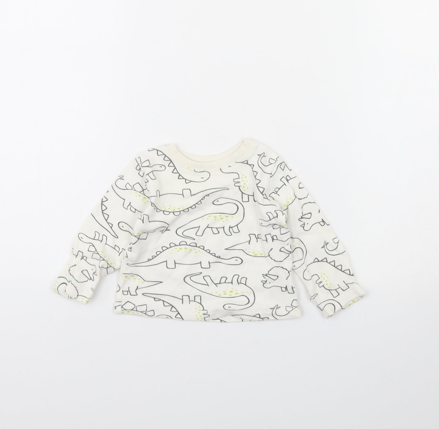 George Baby Ivory Animal Print  Basic T-Shirt Size 0-3 Months  - Dinosaur