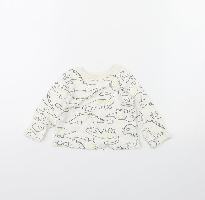 George Baby Ivory Animal Print  Basic T-Shirt Size 0-3 Months  - Dinosaur