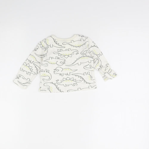 George Baby Ivory Animal Print  Basic T-Shirt Size 0-3 Months  - Dinosaur