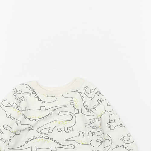 George Baby Ivory Animal Print  Basic T-Shirt Size 0-3 Months  - Dinosaur