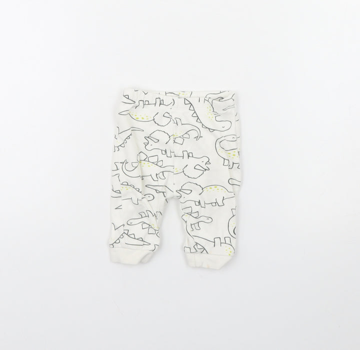 George Baby Ivory Animal Print Jogger Trousers Size 0-3 Months - Dinosaur