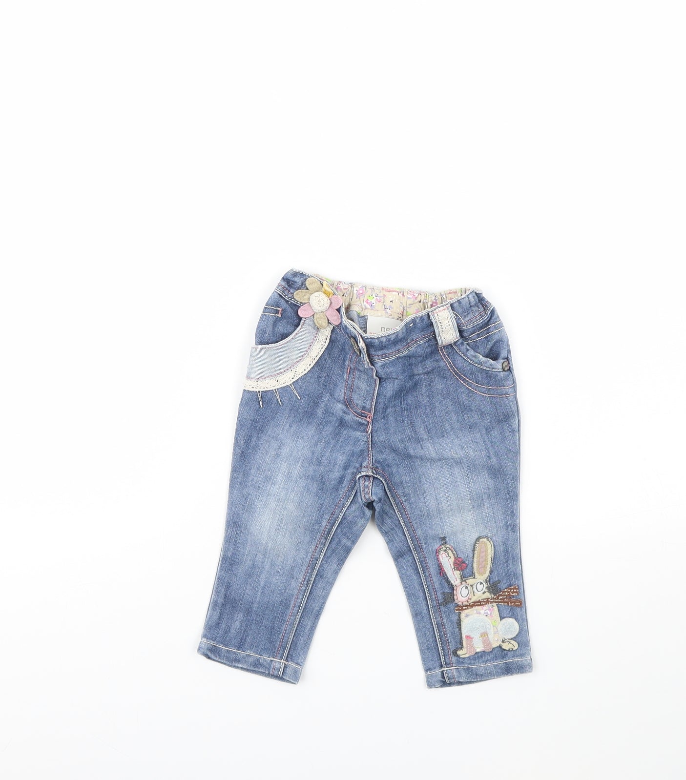 NEXT Girls Blue  Denim Capri Jeans Size 6-9 Months