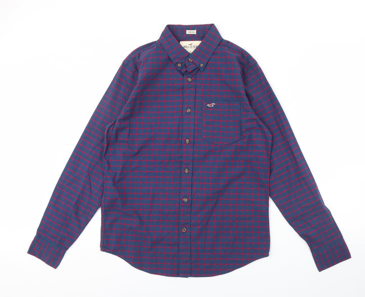 Hollister Mens Blue Plaid   Dress Shirt Size S
