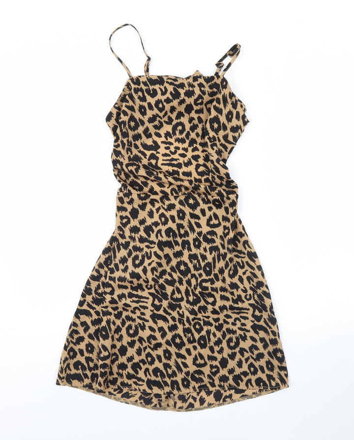 Missguided Womens Brown Animal Print Mini Size 10