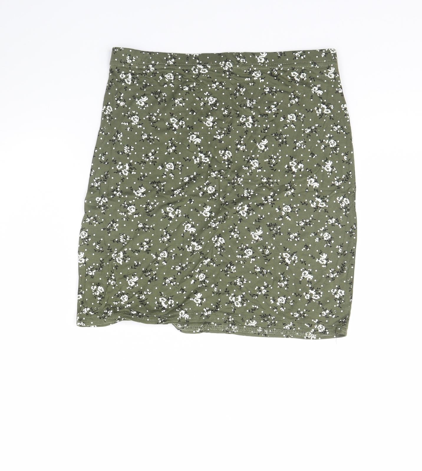 Pretty little thing Womens Green Floral  Mini Skirt Size 10