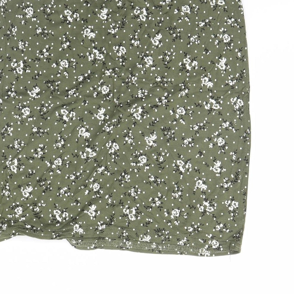 Pretty little thing Womens Green Floral  Mini Skirt Size 10