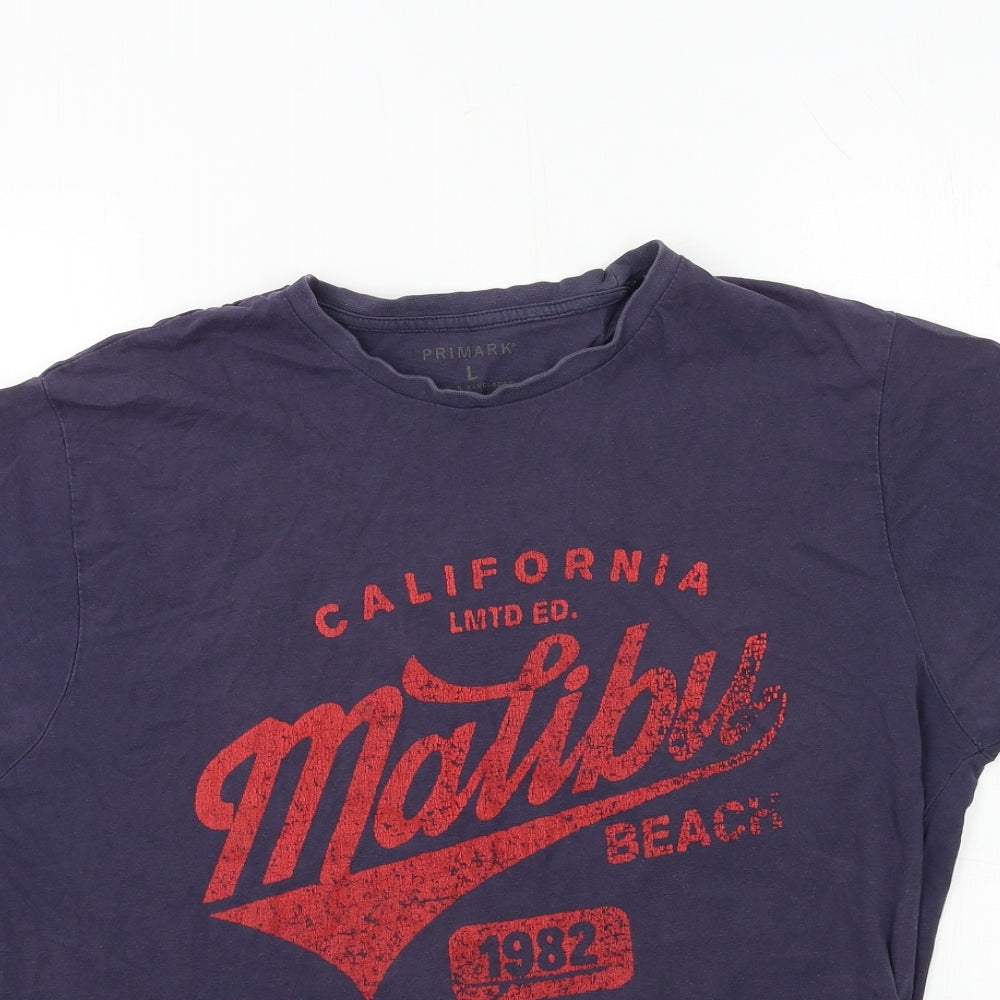 Primark Mens Blue  Jersey  T-Shirt Size L  - Malibu