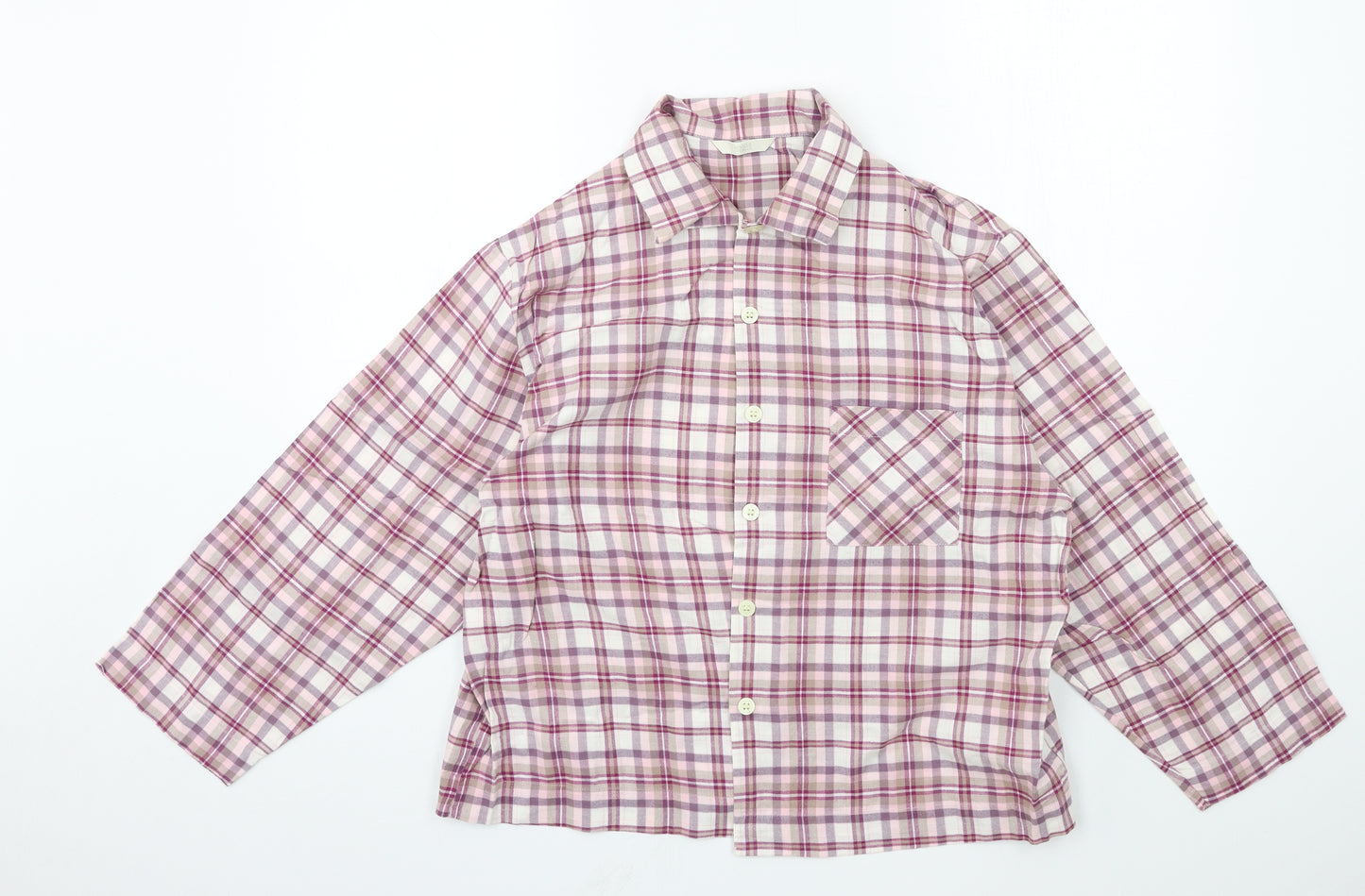 Marks and Spencer Womens Pink Plaid  Top Pyjama Top Size 16