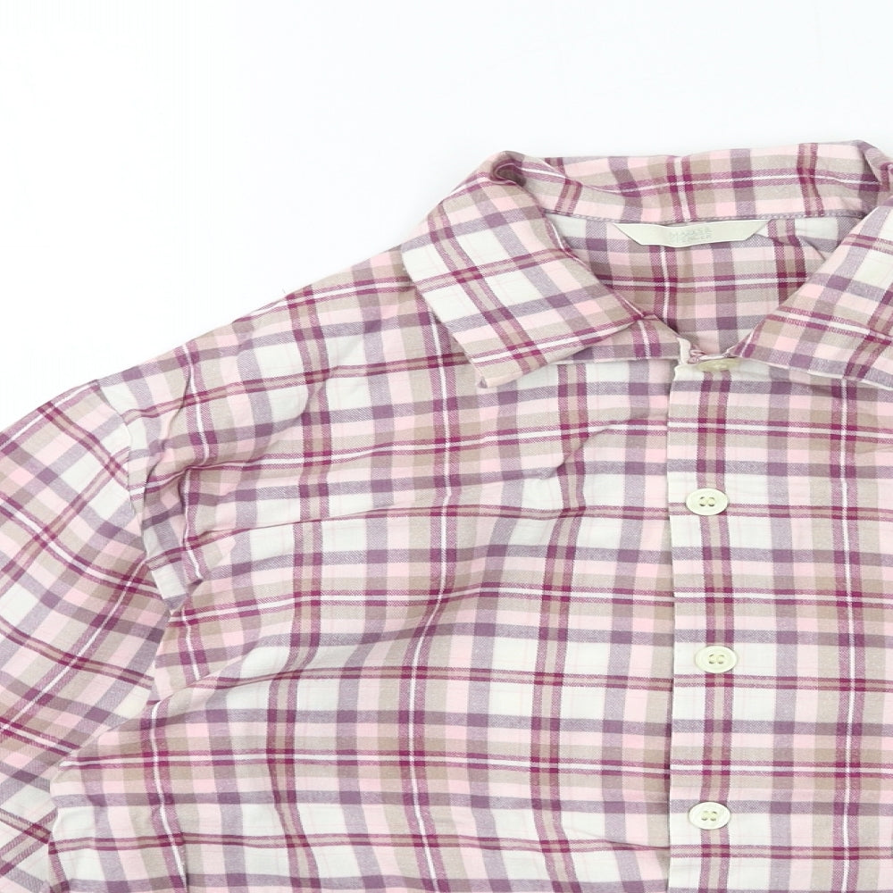 Marks and Spencer Womens Pink Plaid  Top Pyjama Top Size 16