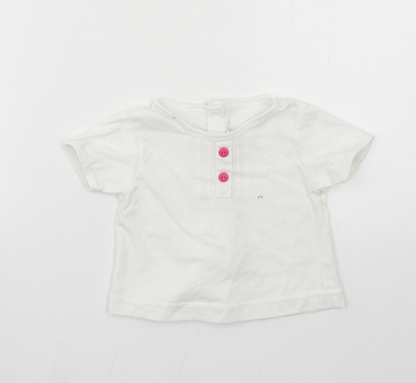 Peach Baby White  Jersey Basic T-Shirt Size 6-9 Months