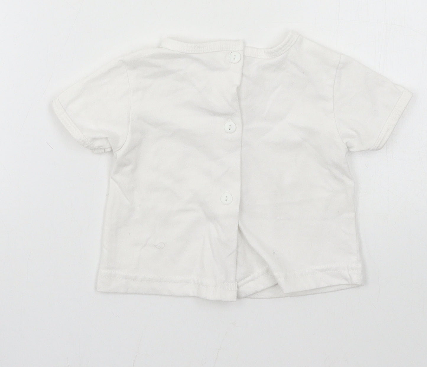 Peach Baby White  Jersey Basic T-Shirt Size 6-9 Months