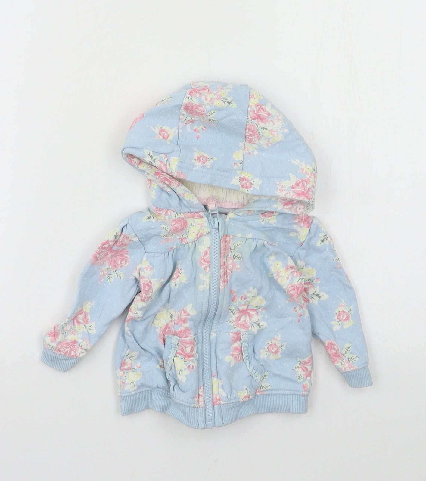 George Girls Blue Floral Jersey Jacket  Size 3-6 Months