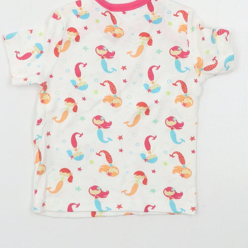 F&F Girls White Geometric Jersey Basic T-Shirt Size 0-3 Months  - Mermaid