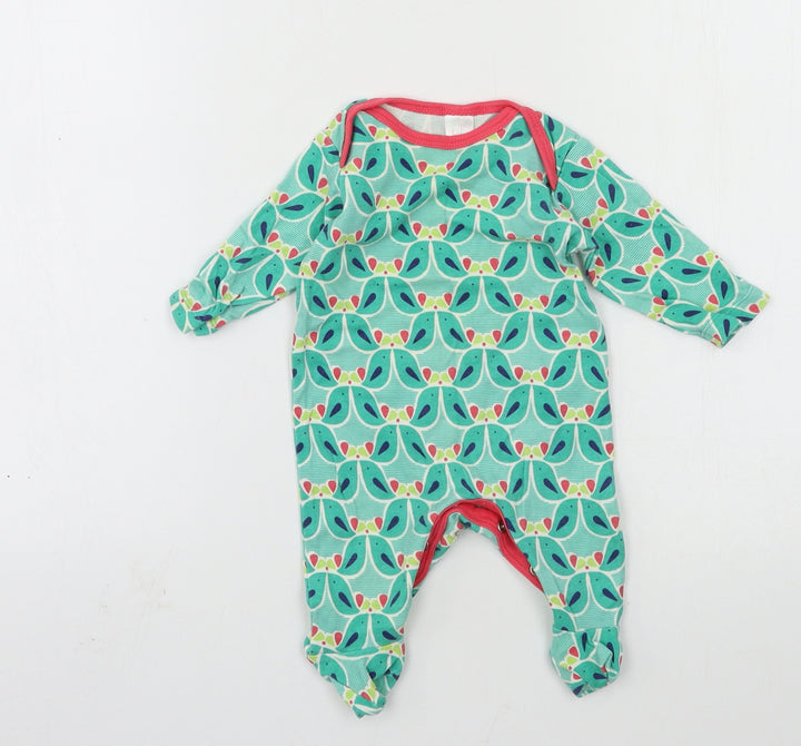 Mini Cub Girls Green Geometric Jersey Babygrow One-Piece Size 0-3 Months - bird print