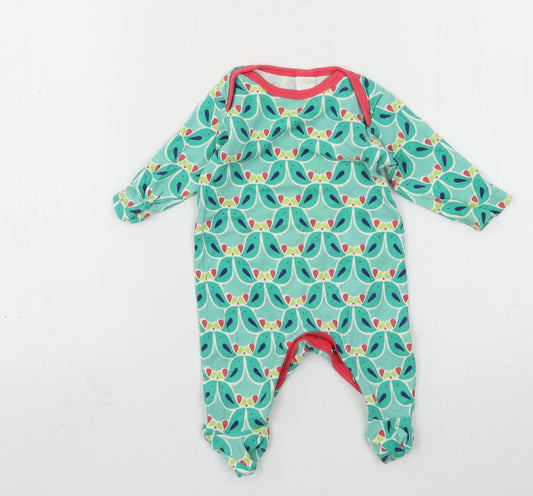 Mini Cub Girls Green Geometric Jersey Babygrow One-Piece Size 0-3 Months  - bird print