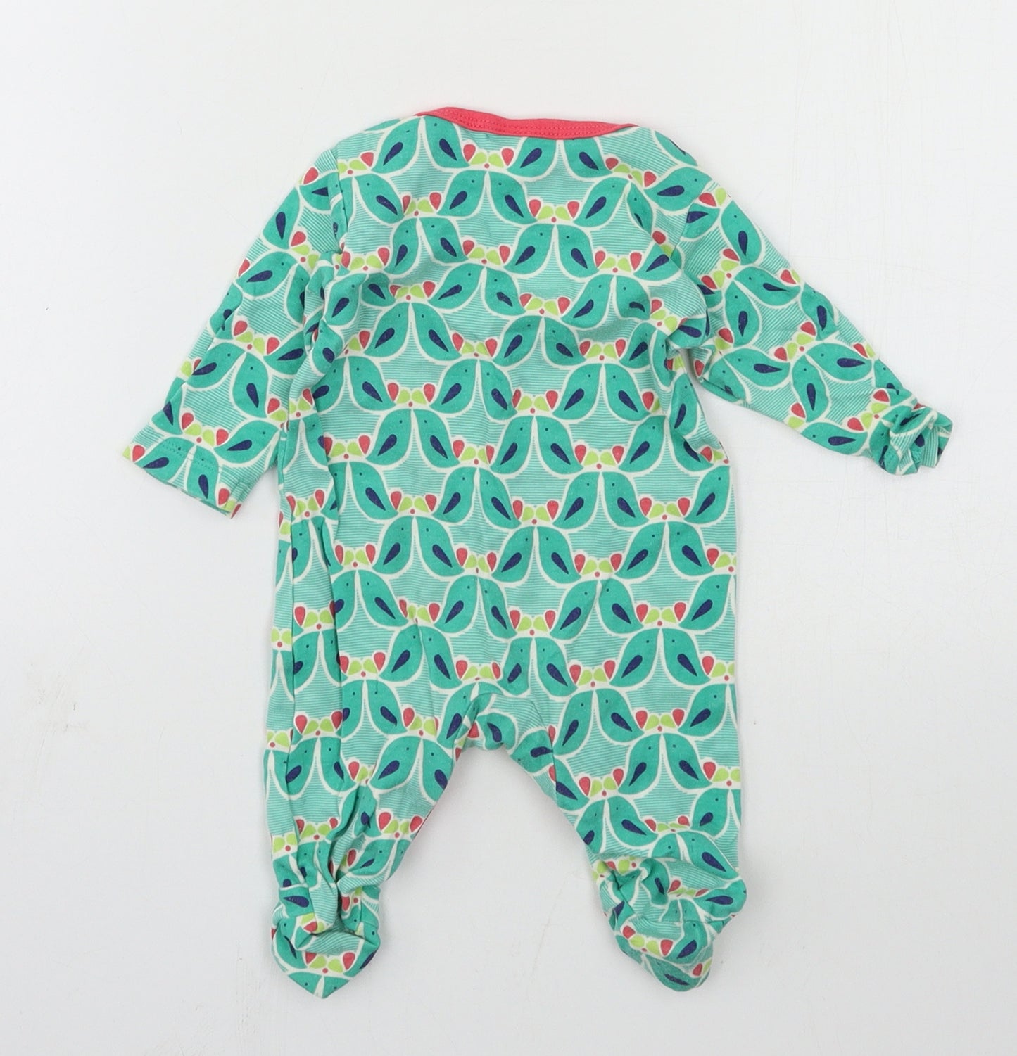 Mini Cub Girls Green Geometric Jersey Babygrow One-Piece Size 0-3 Months  - bird print