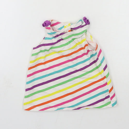Mothercare Girls Multicoloured Striped Jersey Basic Tank Size 6-9 Months