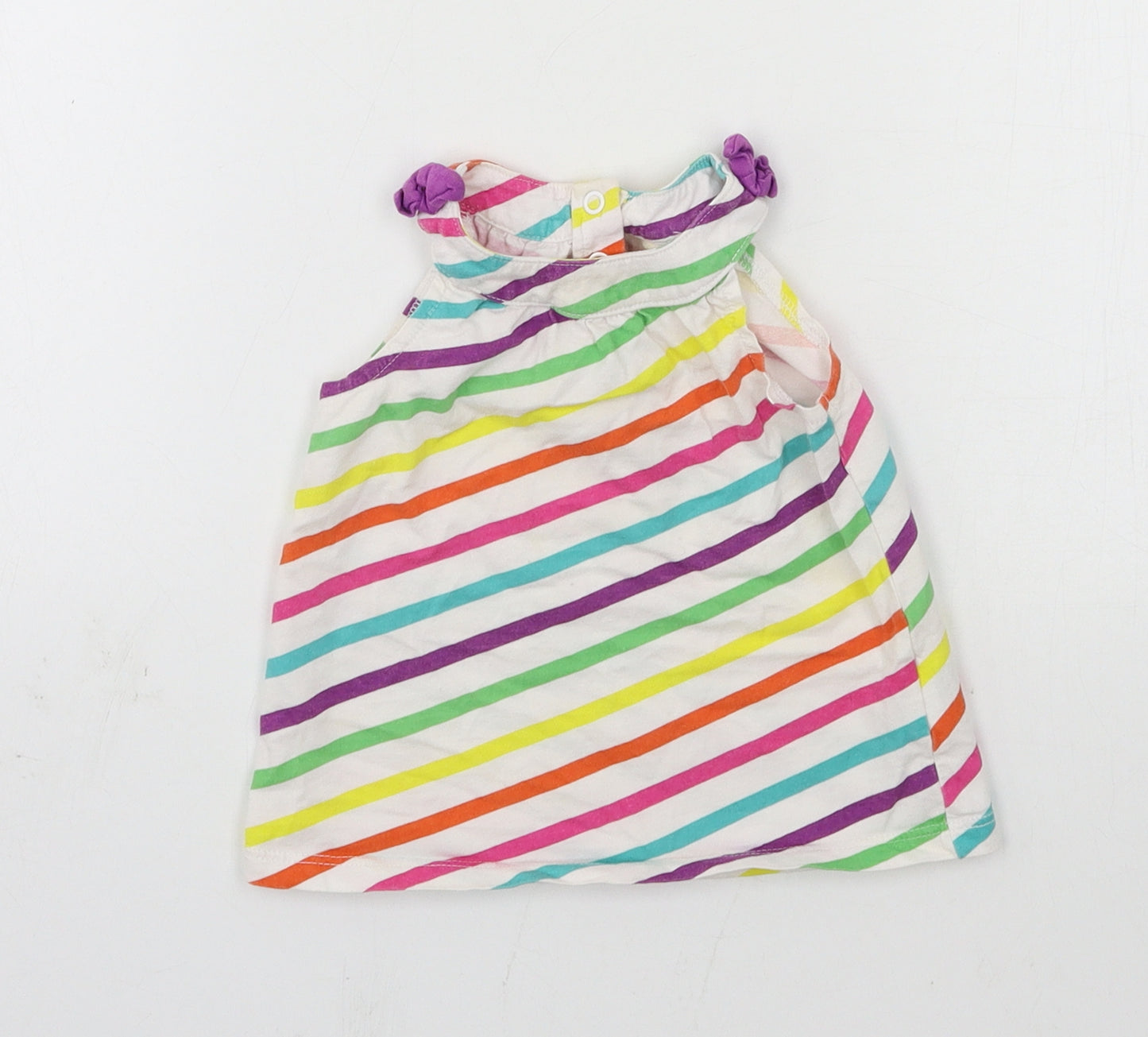 Mothercare Girls Multicoloured Striped Jersey Basic Tank Size 6-9 Months