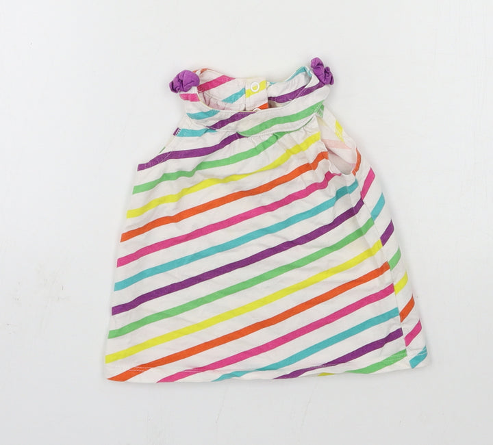 Mothercare Girls Multicoloured Striped Jersey Basic Tank Size 6-9 Months