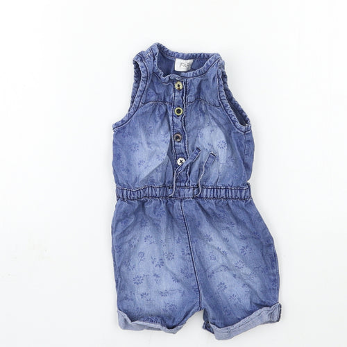 F&F Girls Blue  Damask Babygrow One-Piece Size 3-6 Months