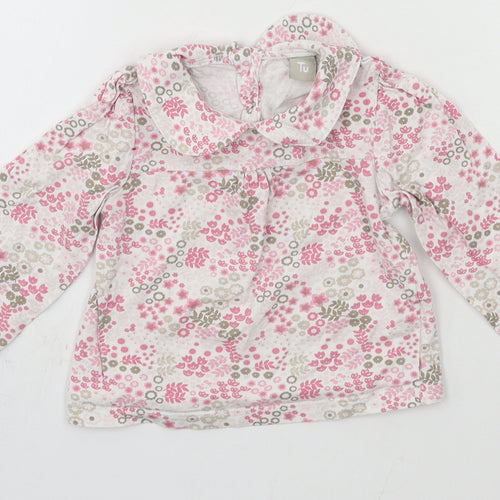 TU Girls Pink Floral Jersey Basic T-Shirt Size 6-9 Months