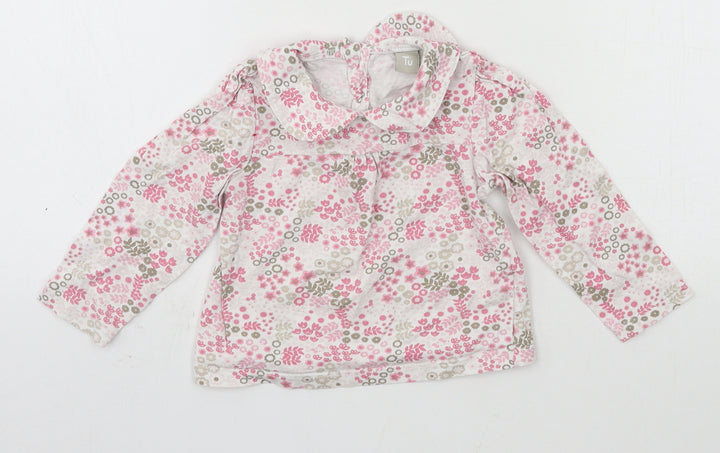TU Girls Pink Floral Jersey Basic T-Shirt Size 6-9 Months