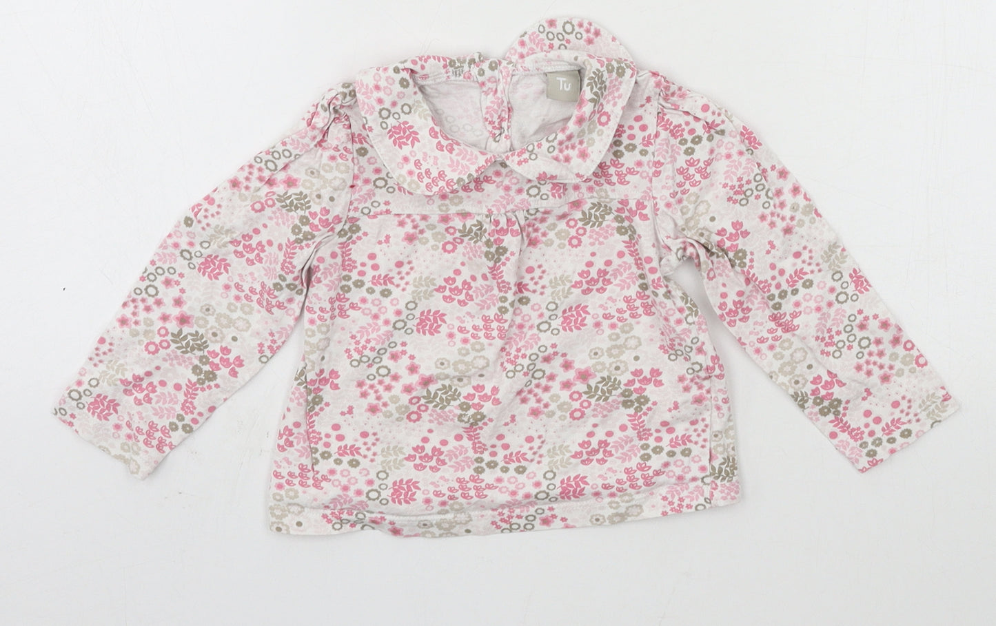 TU Girls Pink Floral Jersey Basic T-Shirt Size 6-9 Months