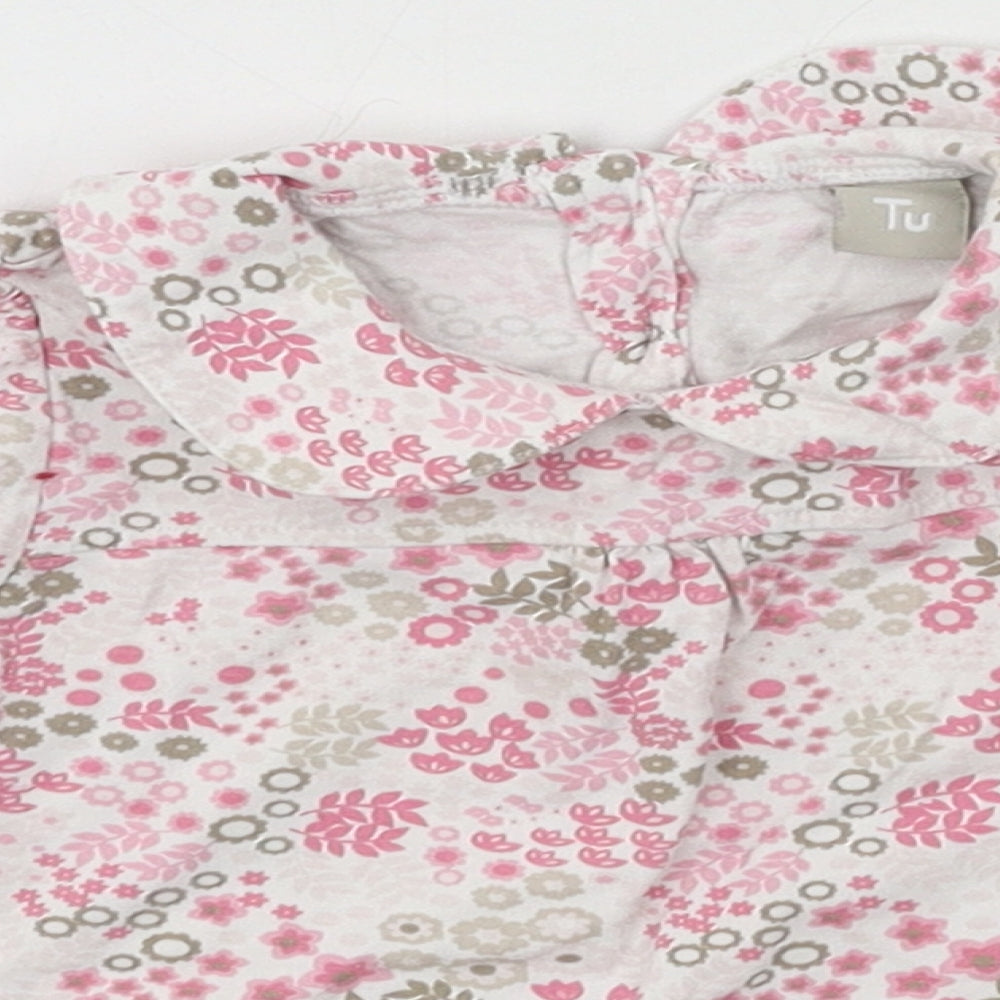 TU Girls Pink Floral Jersey Basic T-Shirt Size 6-9 Months