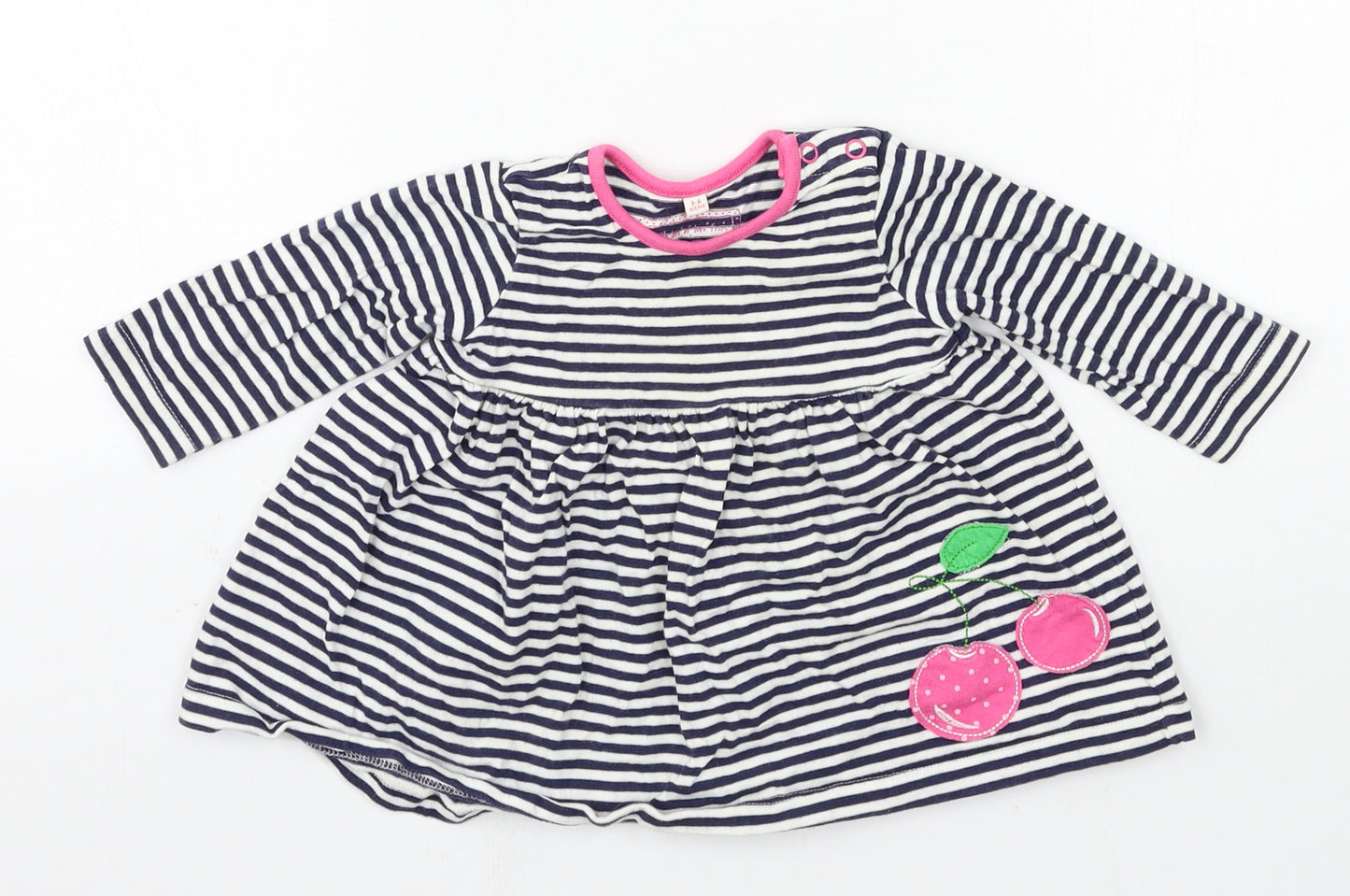 NEXT Girls Blue Striped Jersey Basic T-Shirt Size 3-6 Months