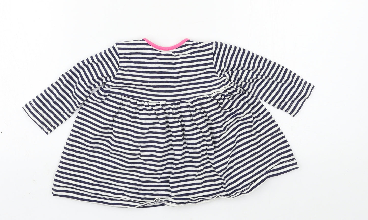 NEXT Girls Blue Striped Jersey Basic T-Shirt Size 3-6 Months