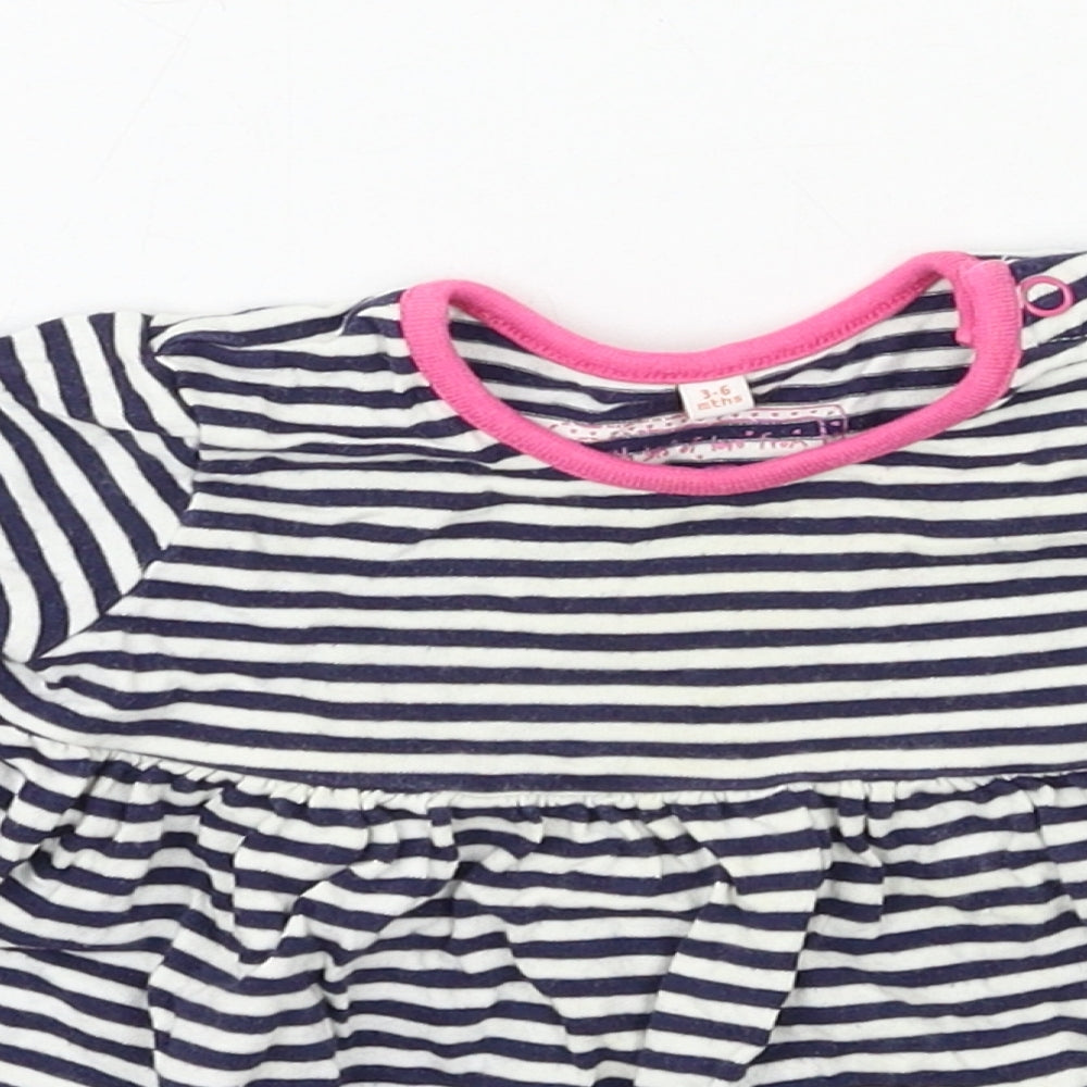 NEXT Girls Blue Striped Jersey Basic T-Shirt Size 3-6 Months