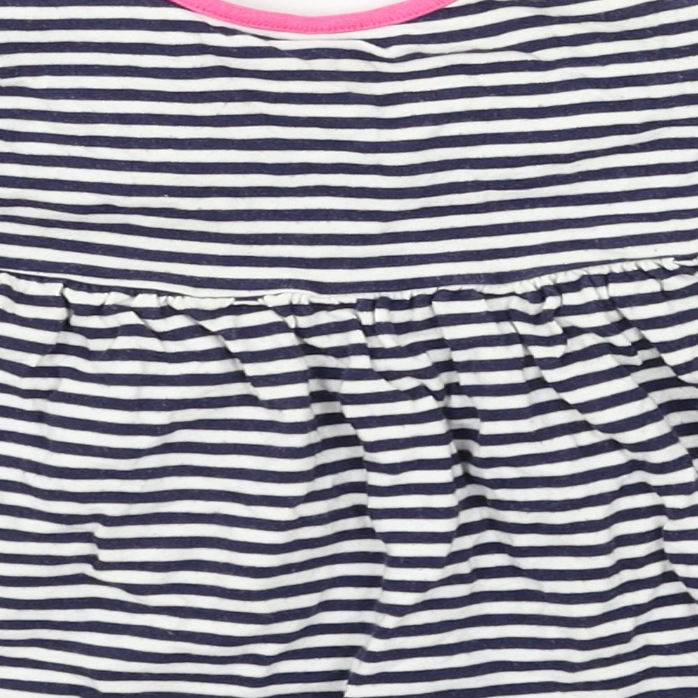 NEXT Girls Blue Striped Jersey Basic T-Shirt Size 3-6 Months