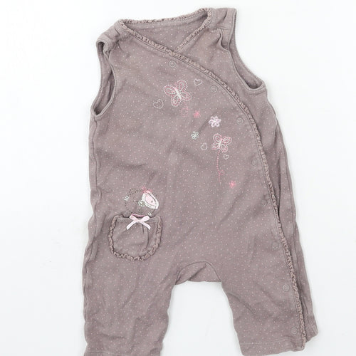 TU Girls Grey Polka Dot Jacquard Romper One-Piece Size 3-6 Months