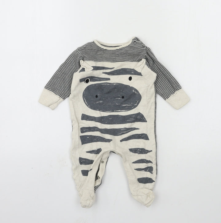 NEXT Boys Grey Jersey Babygrow One-Piece Size 3-6 Months - Zebra