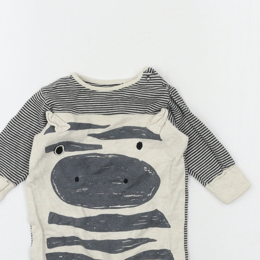 NEXT Boys Grey  Jersey Babygrow One-Piece Size 3-6 Months  - Zebra