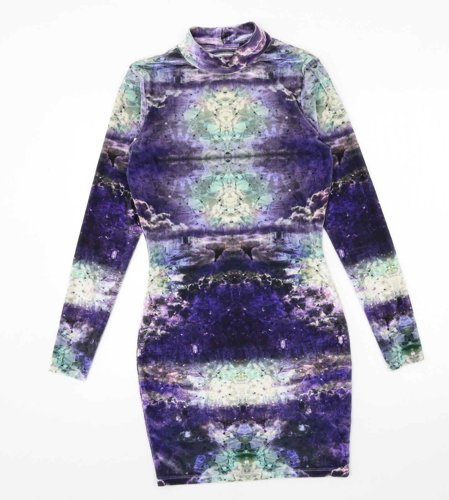 River Island Womens Multicoloured Geometric Velour Bodycon  Size 8