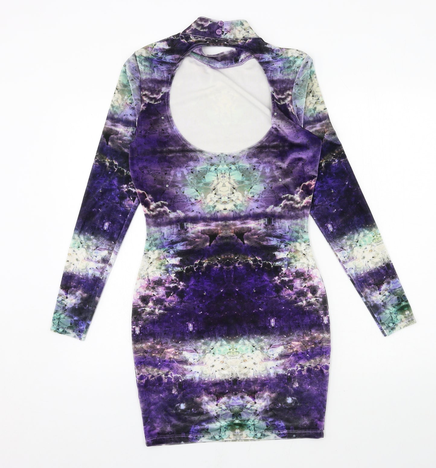 River Island Womens Multicoloured Geometric Velour Bodycon  Size 8