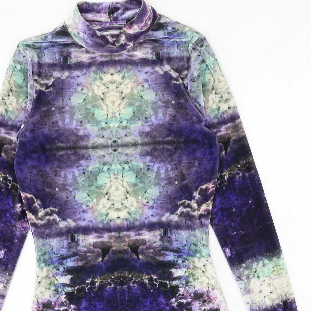 River Island Womens Multicoloured Geometric Velour Bodycon  Size 8