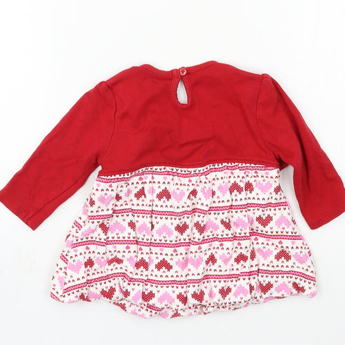 George Girls Red Geometric Jersey Basic T-Shirt Size 0-3 Months